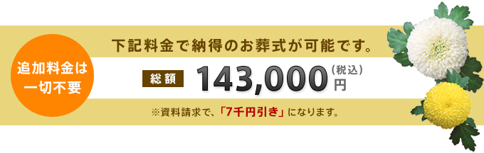 心に残る直葬の価格(143,000円)